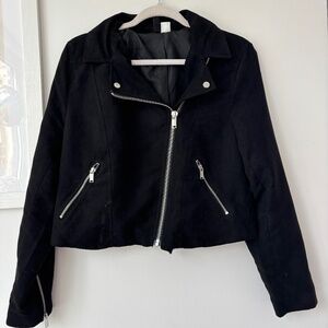 H&M Black Suede Motorcycle Jacket